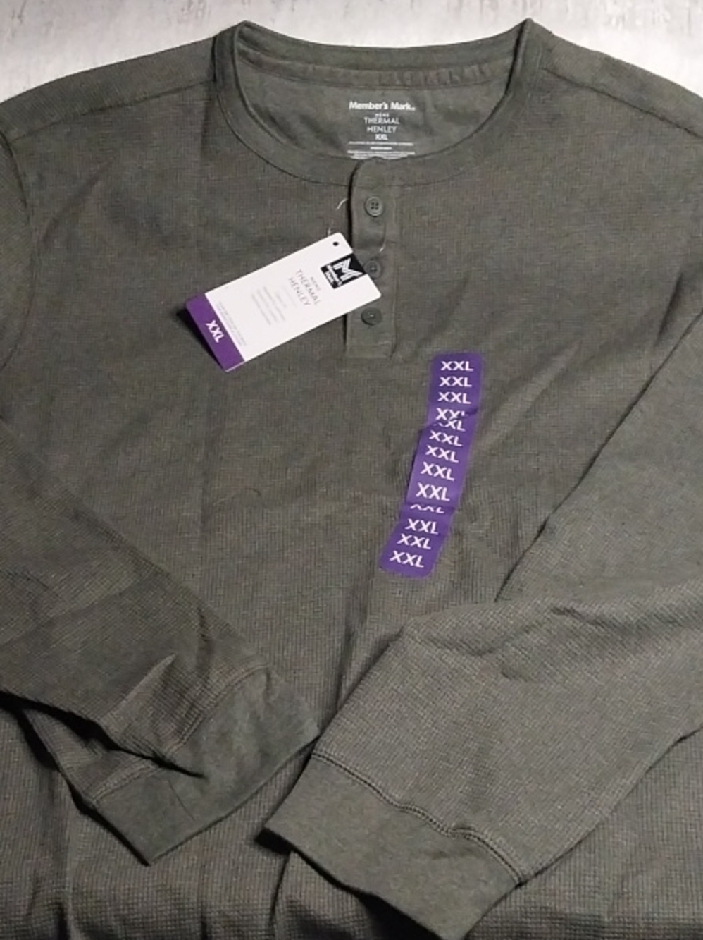 Member's Mark Olive Green Henley Long-Sleeve Thermal Shirt